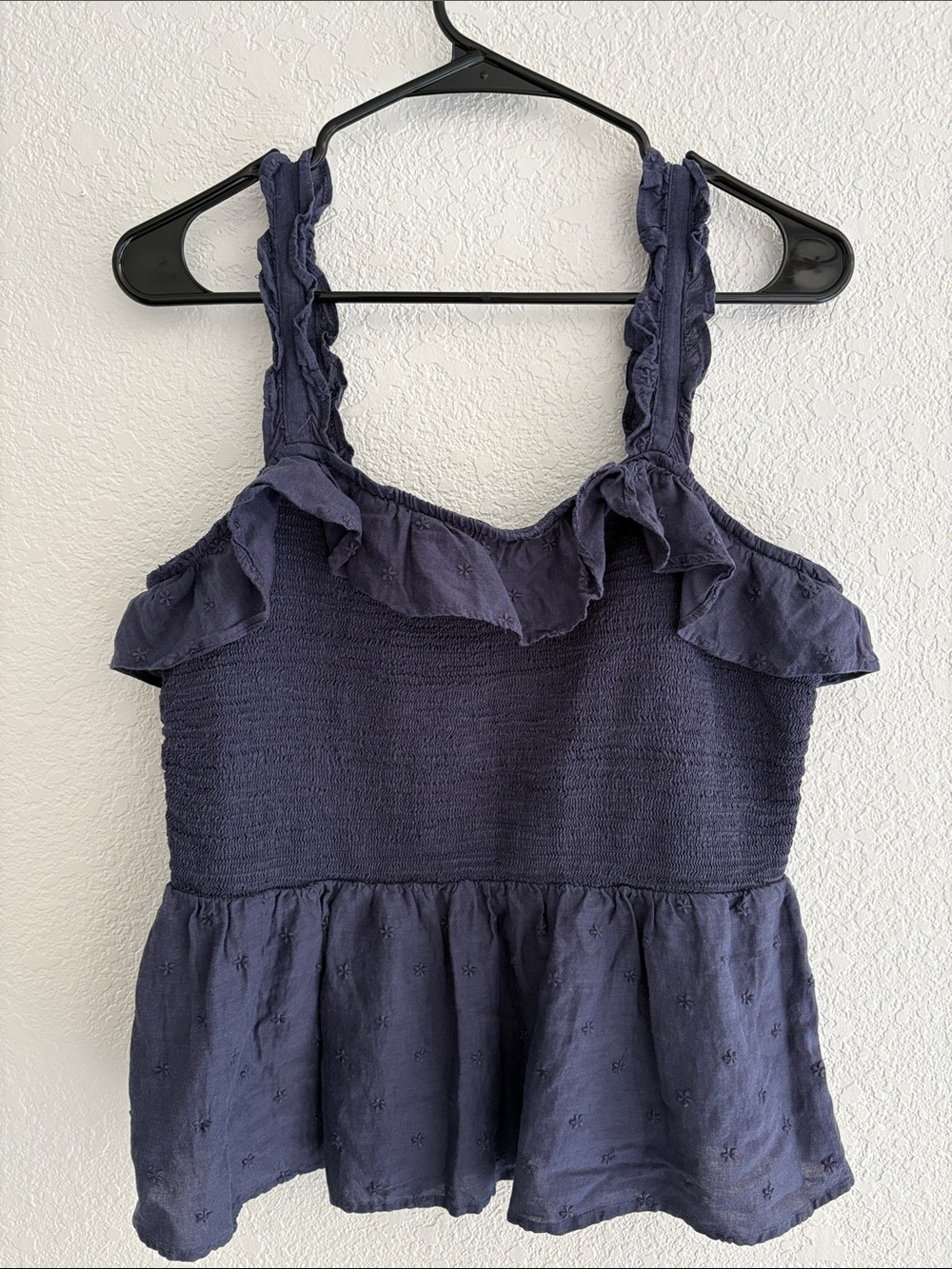 Old Navy Smocked Navy Blue Babydoll Tank